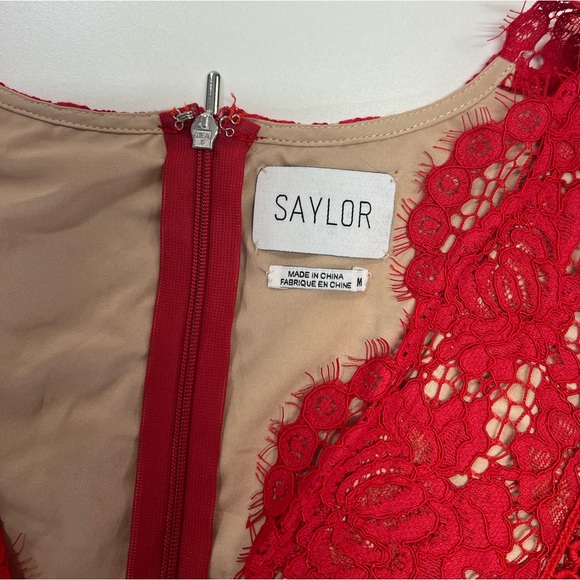 Saylor Helena Lace Dress in Red Size Medium Mini - Picture 6 of 12